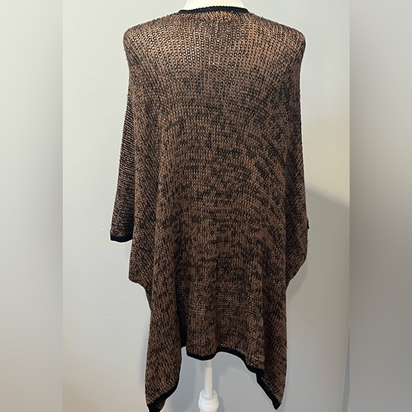 Soft Surroundings Shawl One Size Mei Ling Knit Sweater Cape Poncho Brown Black - Picture 7 of 12